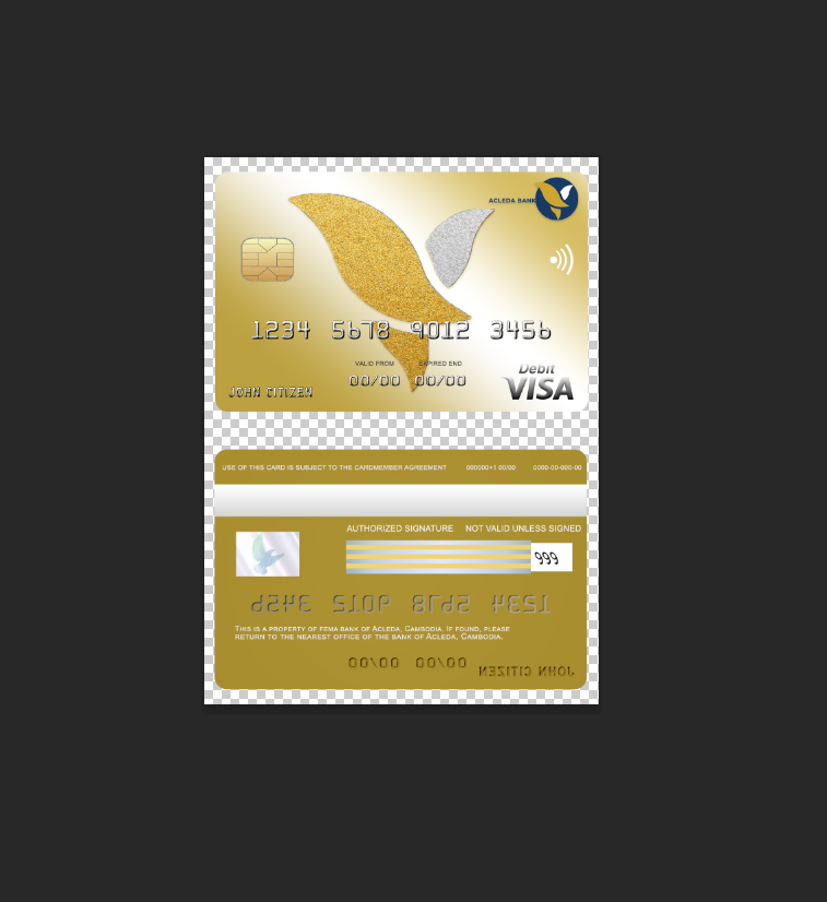 Cambodia Bank Visa Card Templates