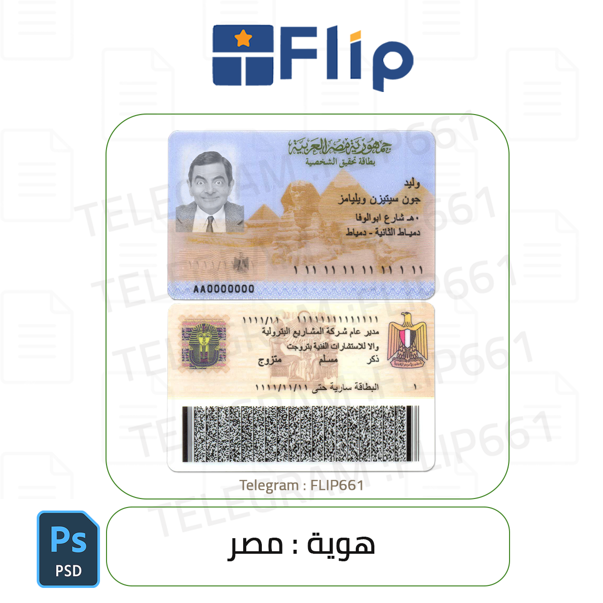 Egypt ID Card Template [ PSD ] -Wise & Revolut ect..